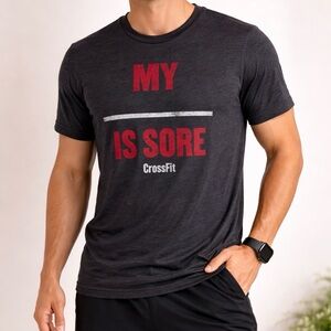 NEW Size M Reebok Crossfit Gray My Blank Is Sore Funny Printed Slogan T-Shirt